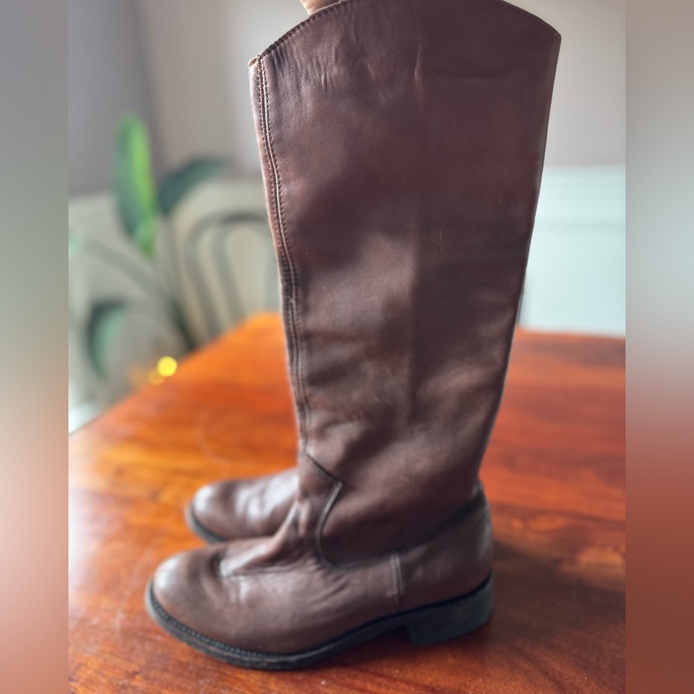 Dolce Vita Pepe Leather Western Tall Knee High Pull Tall Riding Boots Brown 6.5